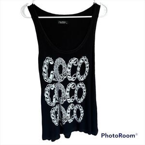 Revolve Lauren Moshi Coco Chain Tank Top Womens Small Black/White Tee T-Shirt